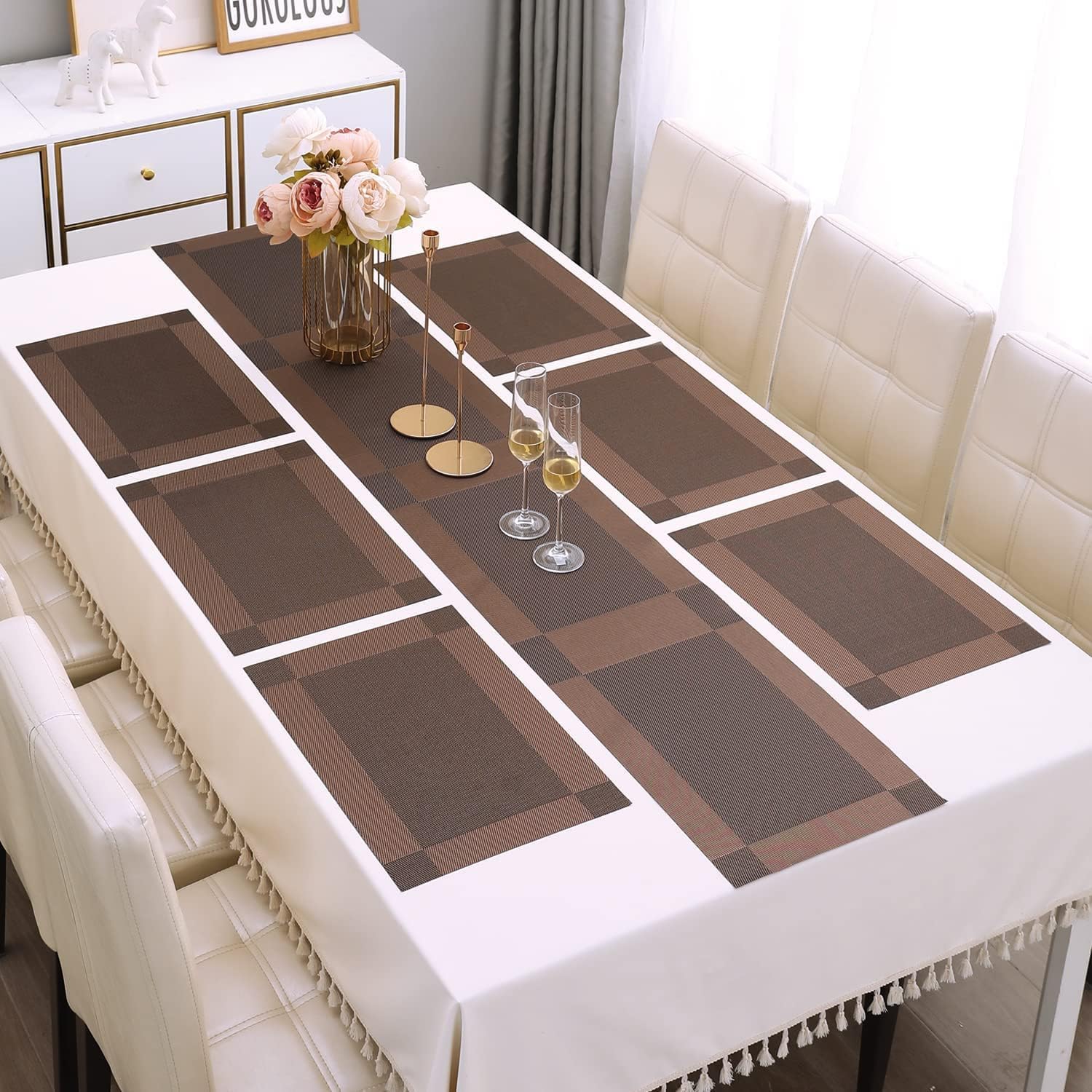 Luxury Runner Set | 6 Pcs PlaceMat With 1 Pcs Runner (6+1=7 Pcs)