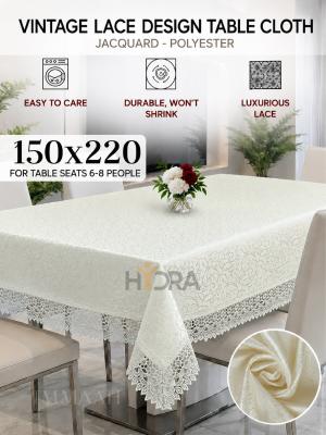 Vintage Lace Design Table Cloth 6 Chair (Off White)