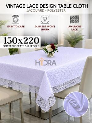Vintage Lace Design Table Cloth 6 Chair (White)