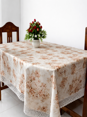 Floral Print Lace Design Table Cloth (60x90 Inch)