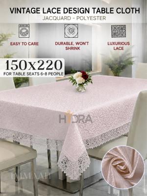 Vintage Lace Design Table Cloth 6 Chair (Golden)